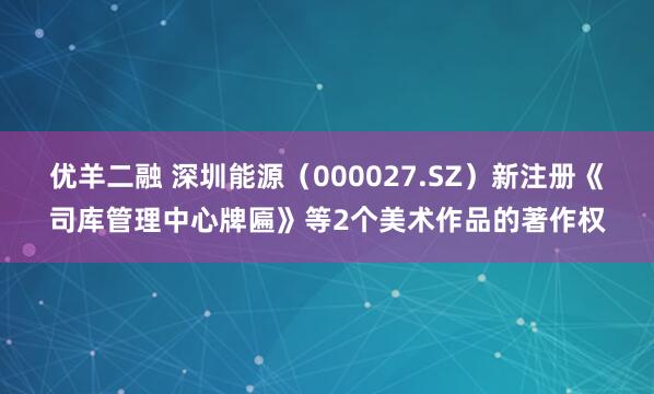 优羊二融 深圳能源（000027.SZ）新注册《司库管理中心牌匾》等2个美术作品的著作权